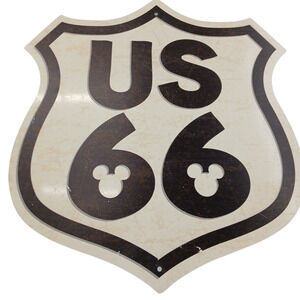 VTG US Route 66 Sign Mickey Mouse Cutout Wall Sign Retro Highway Road Decor US